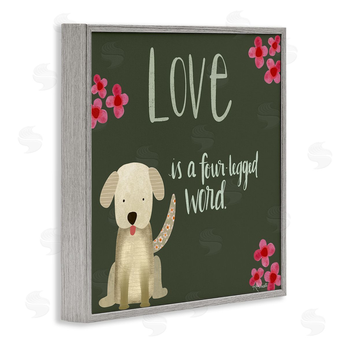 Katie Doucette Love Four-Legged Word Animal Lover Gray Framed Glicee Wall Art Print