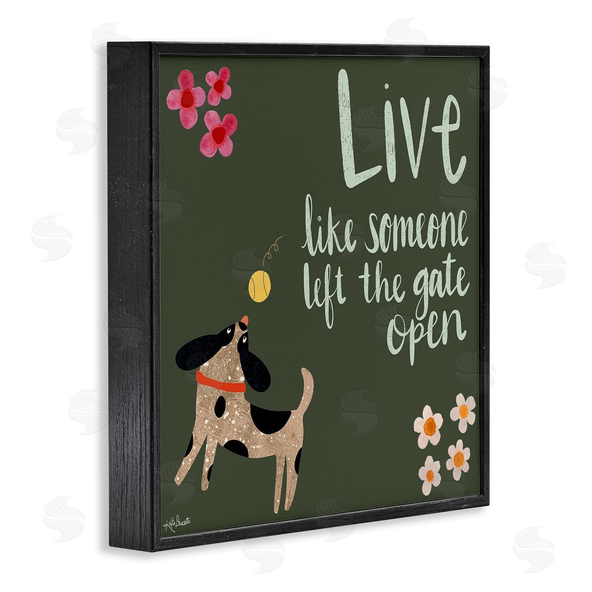 Katie Doucette Motivational Dog Humor Floral Quote Black Framed Glicee Wall Art Print