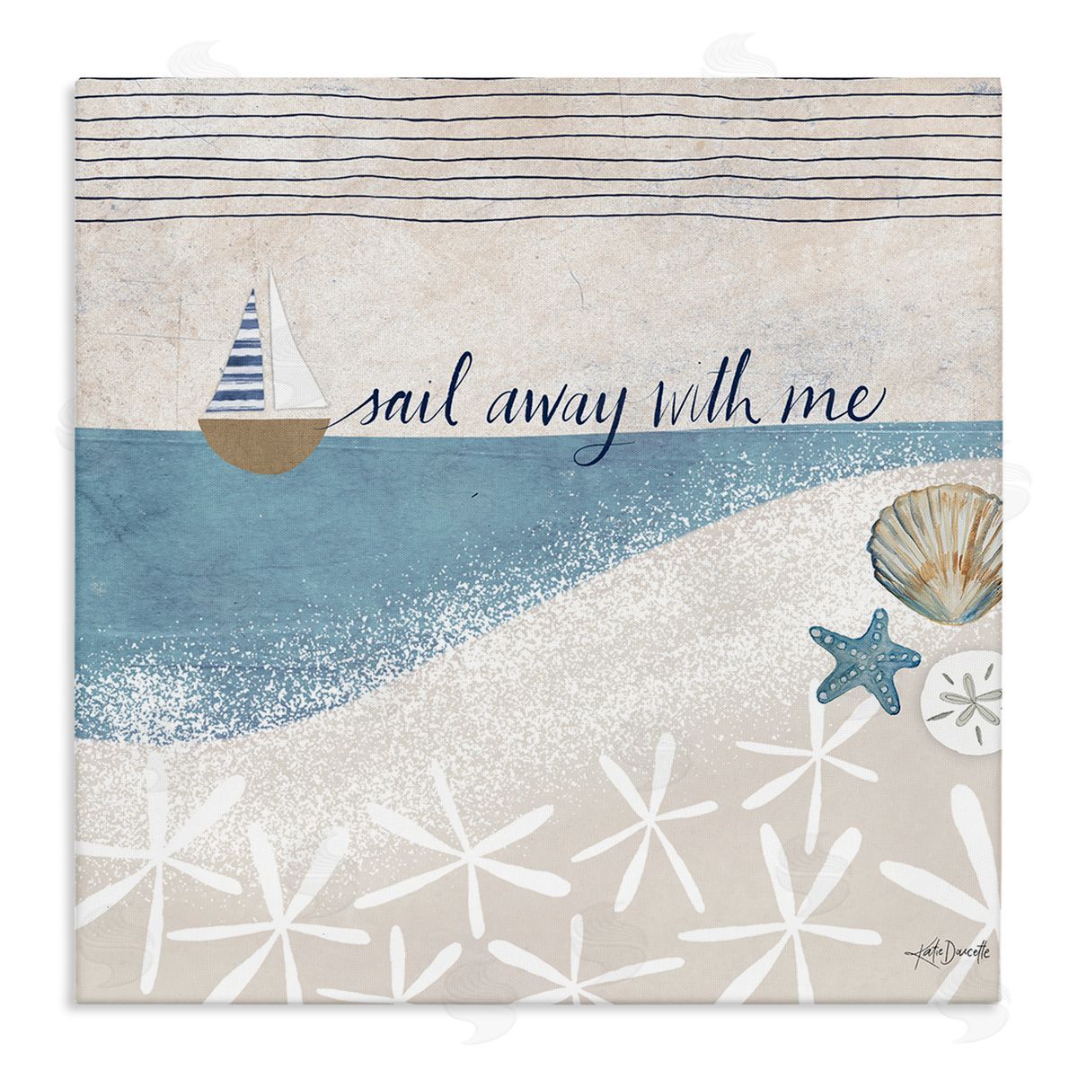 Katie Doucette Sail Away With Me Patterned Beach Stretched Canvas Wall Art Print