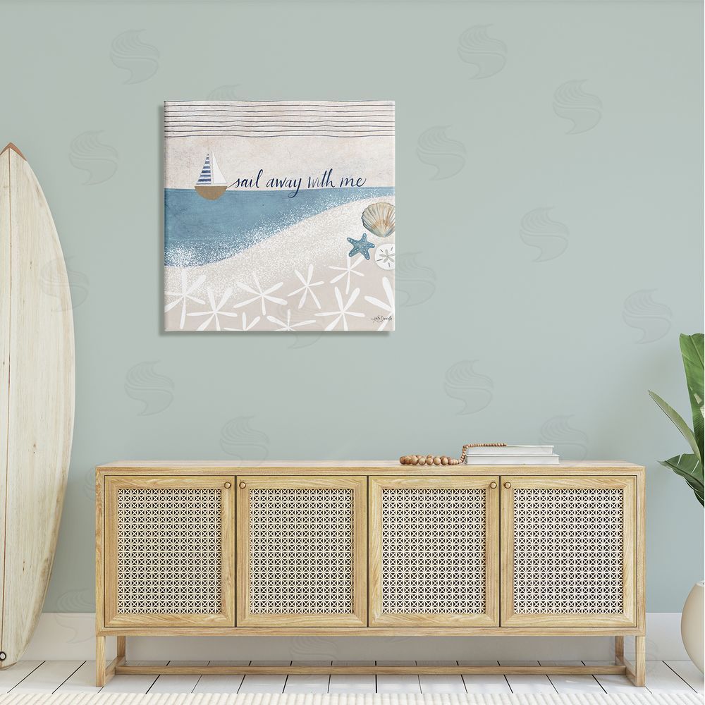 Katie Doucette Sail Away With Me Patterned Beach Canvas Wall Art in Room