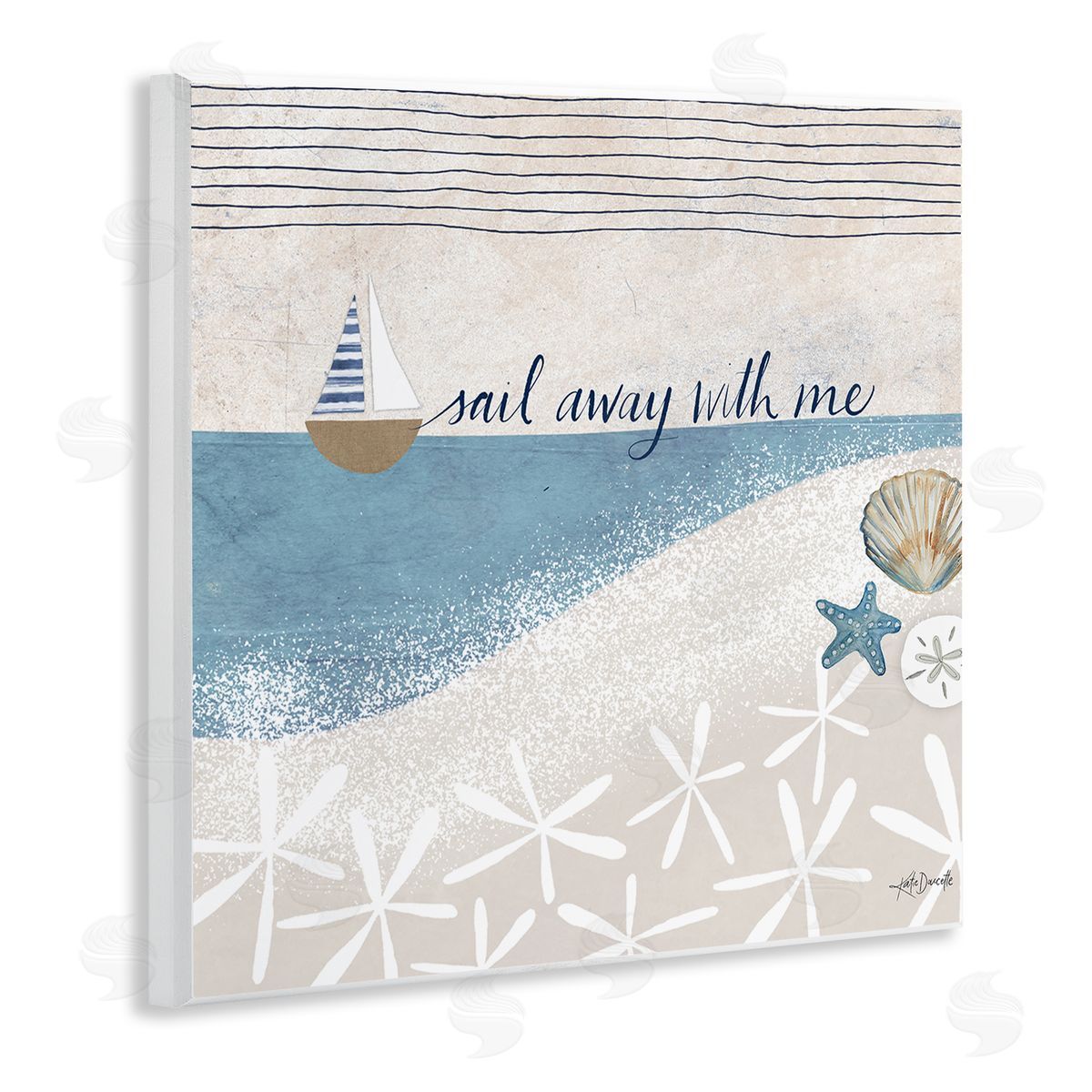 Katie Doucette Sail Away With Me Patterned Beach Wooden Wall Plaque Art Print