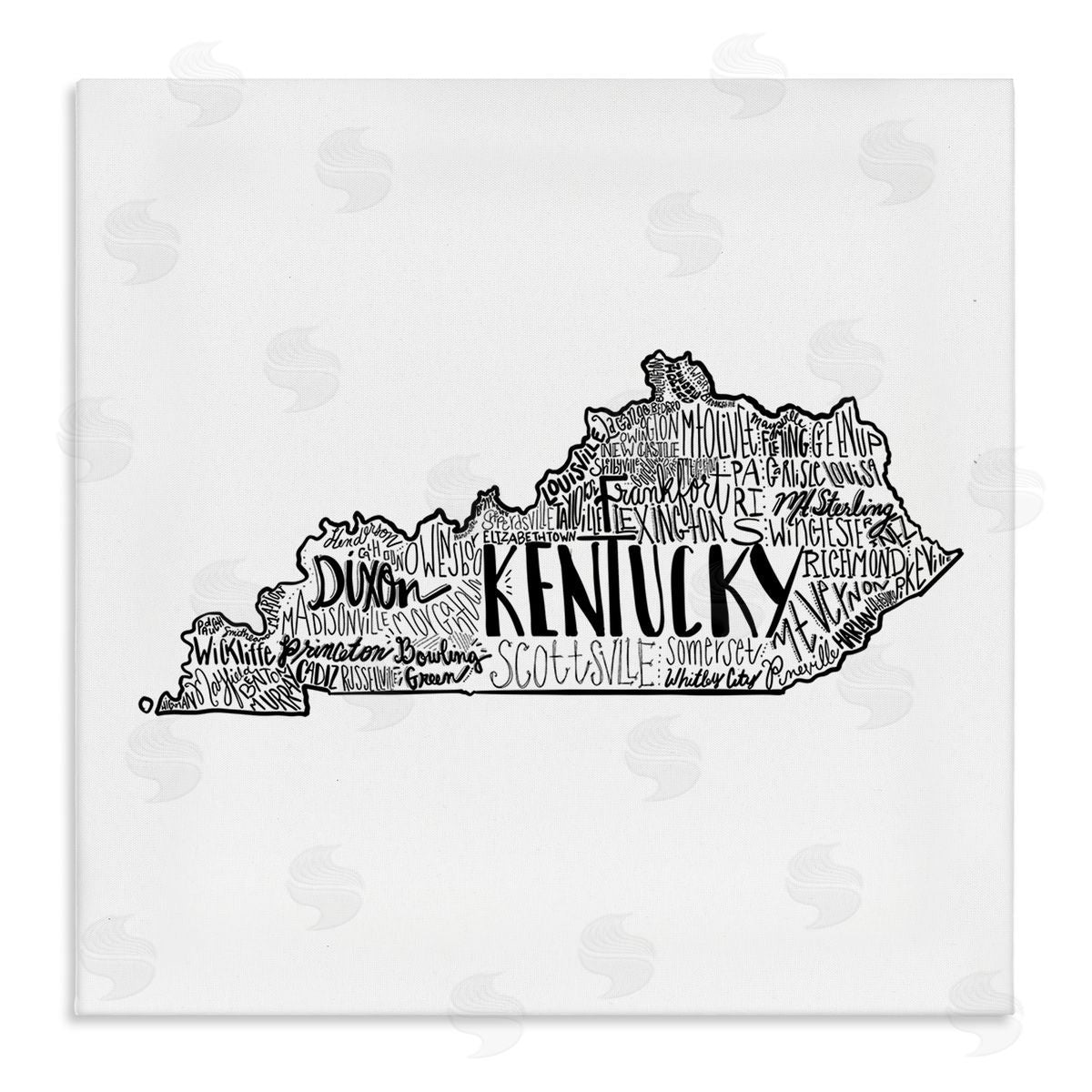 The Saturday Evening Post Kentucky State Shape Typography Map Stretched Canvas Wall Art Print
