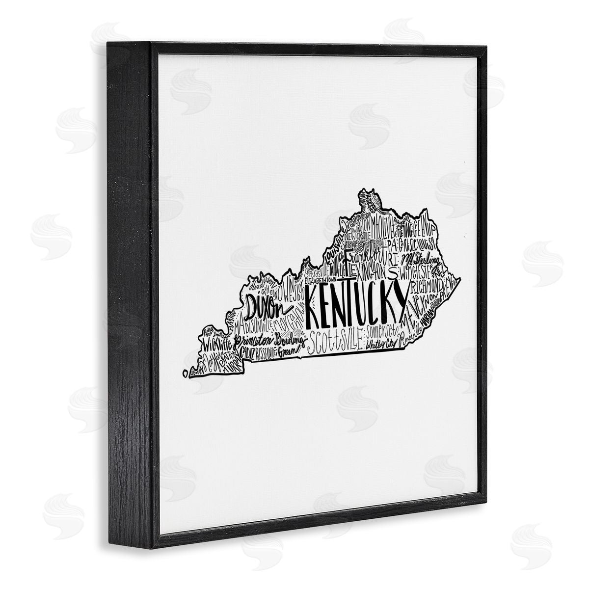 The Saturday Evening Post Kentucky State Shape Typography Map Black Framed Glicee Wall Art Print