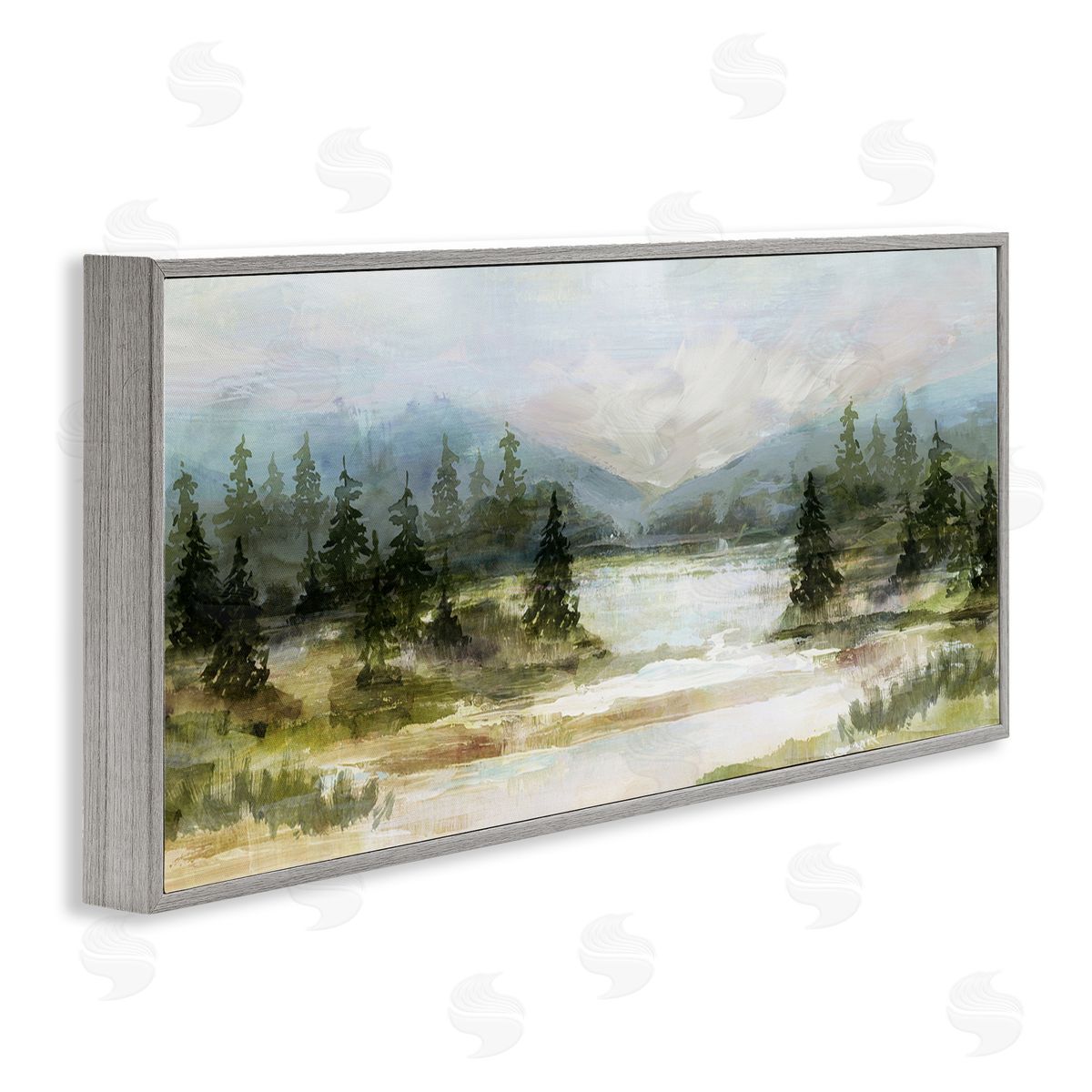Vast Country Landscape Rural Mountains Grey Frame Print Wall Art, Home Decor by Nina Blue