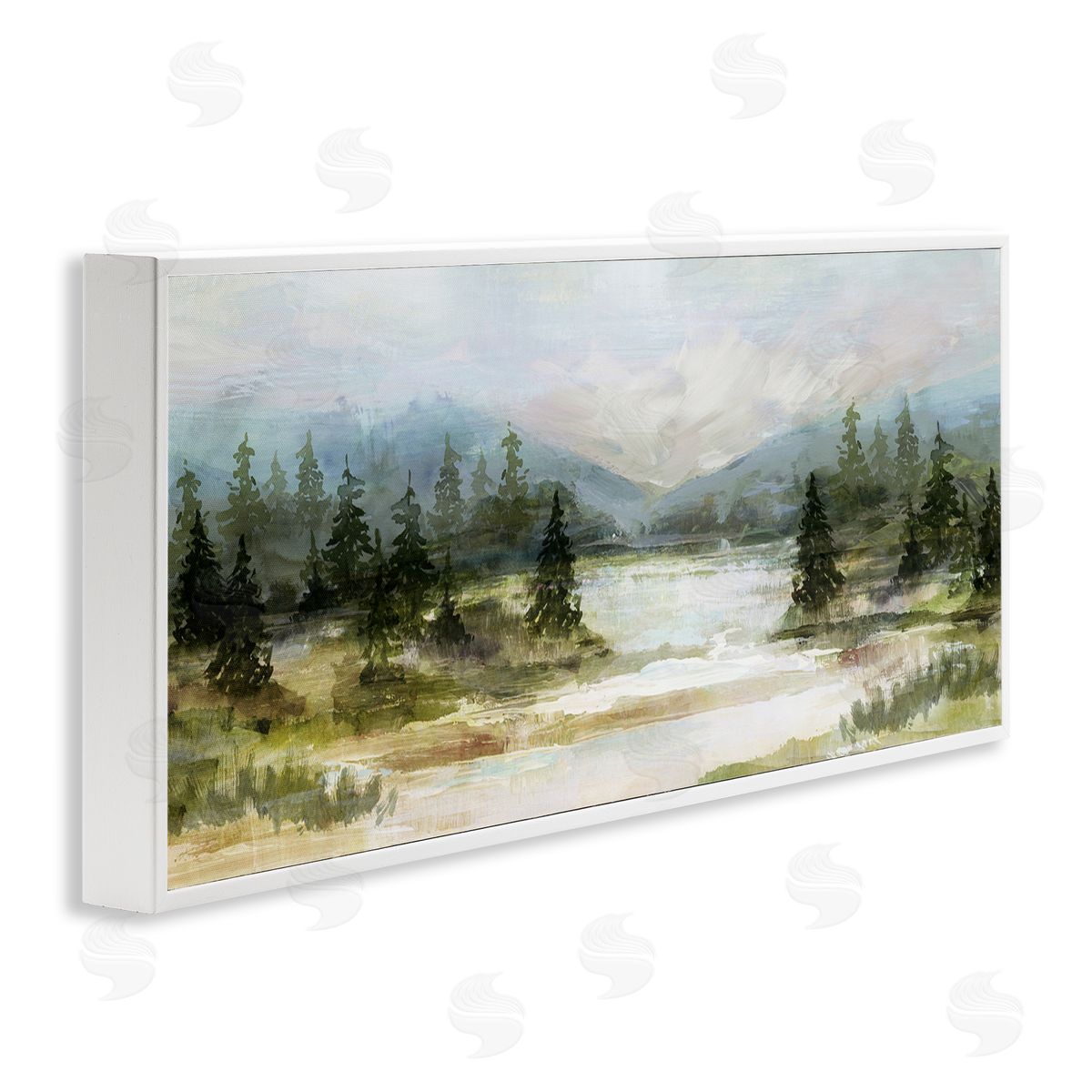 Vast Country Landscape Rural Mountains White Frame Print Wall Art, Home Decor by Nina Blue