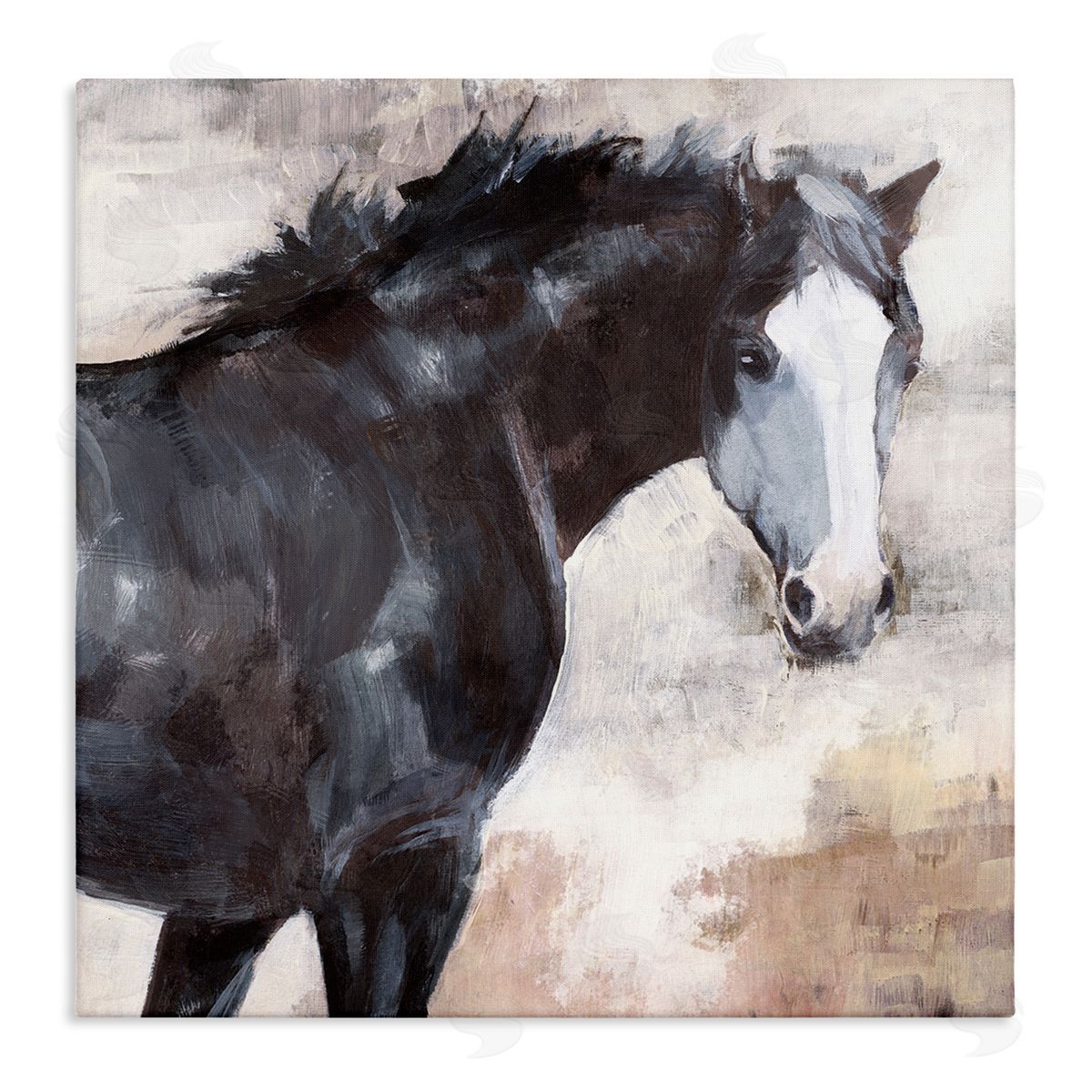 Nina Blue Breezy Country Stallion Horse Painting Stretched Canvas Wall Art Print