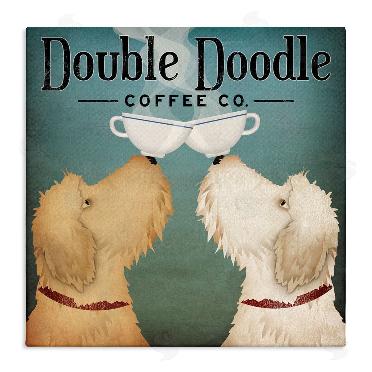 Doodle Dog Vintage Coffee Sign Canvas Wall Art, Home Decor by Ryan Fowler