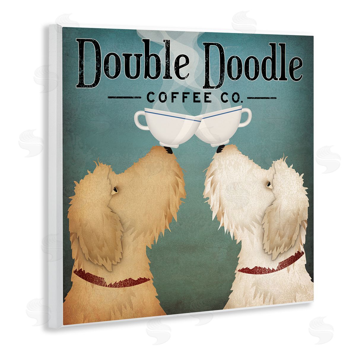 Doodle Dog Vintage Coffee Sign Wood Plaque Wall Art, Home Decor by Ryan Fowler