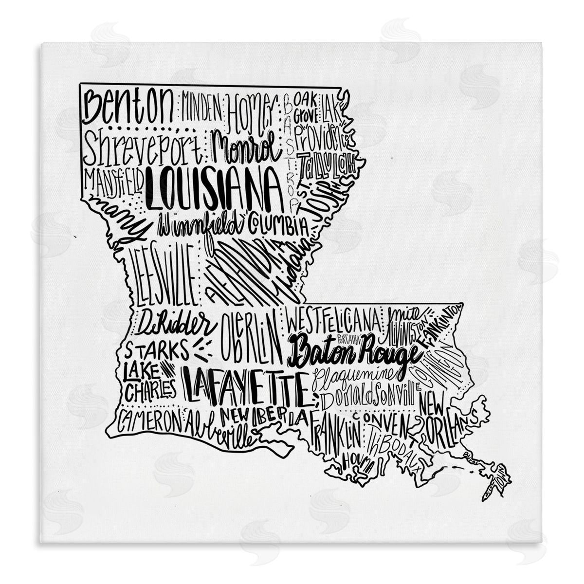 The Saturday Evening Post Louisiana State Map Typography Cities Stretched Canvas Wall Art Print