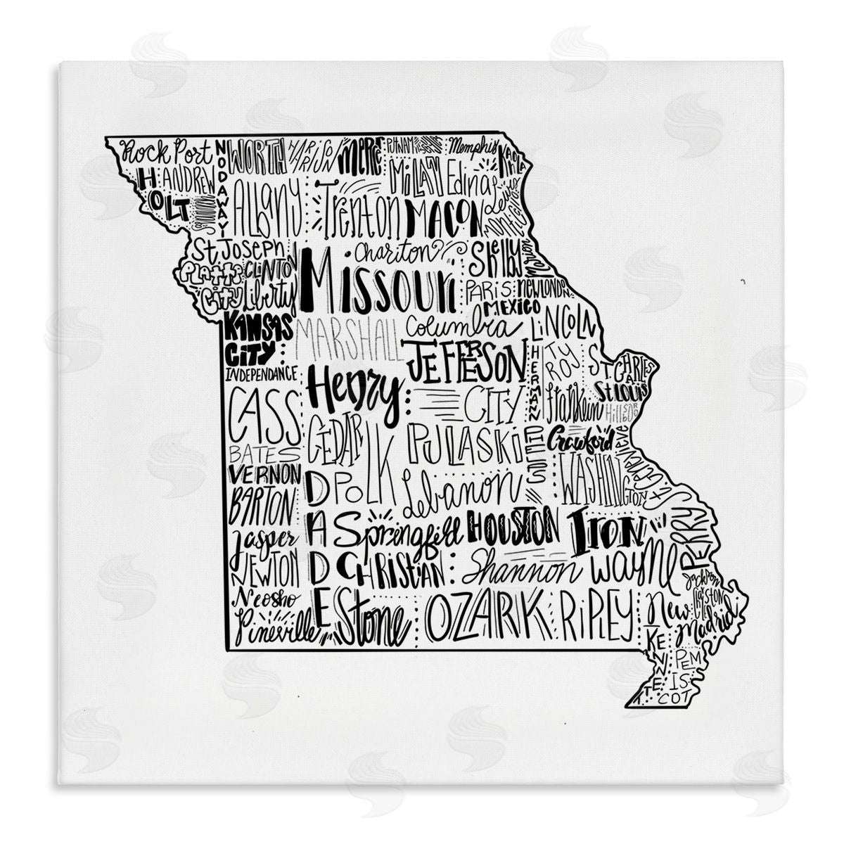The Saturday Evening Post Various Typography Cities Missouri State Stretched Canvas Wall Art Print