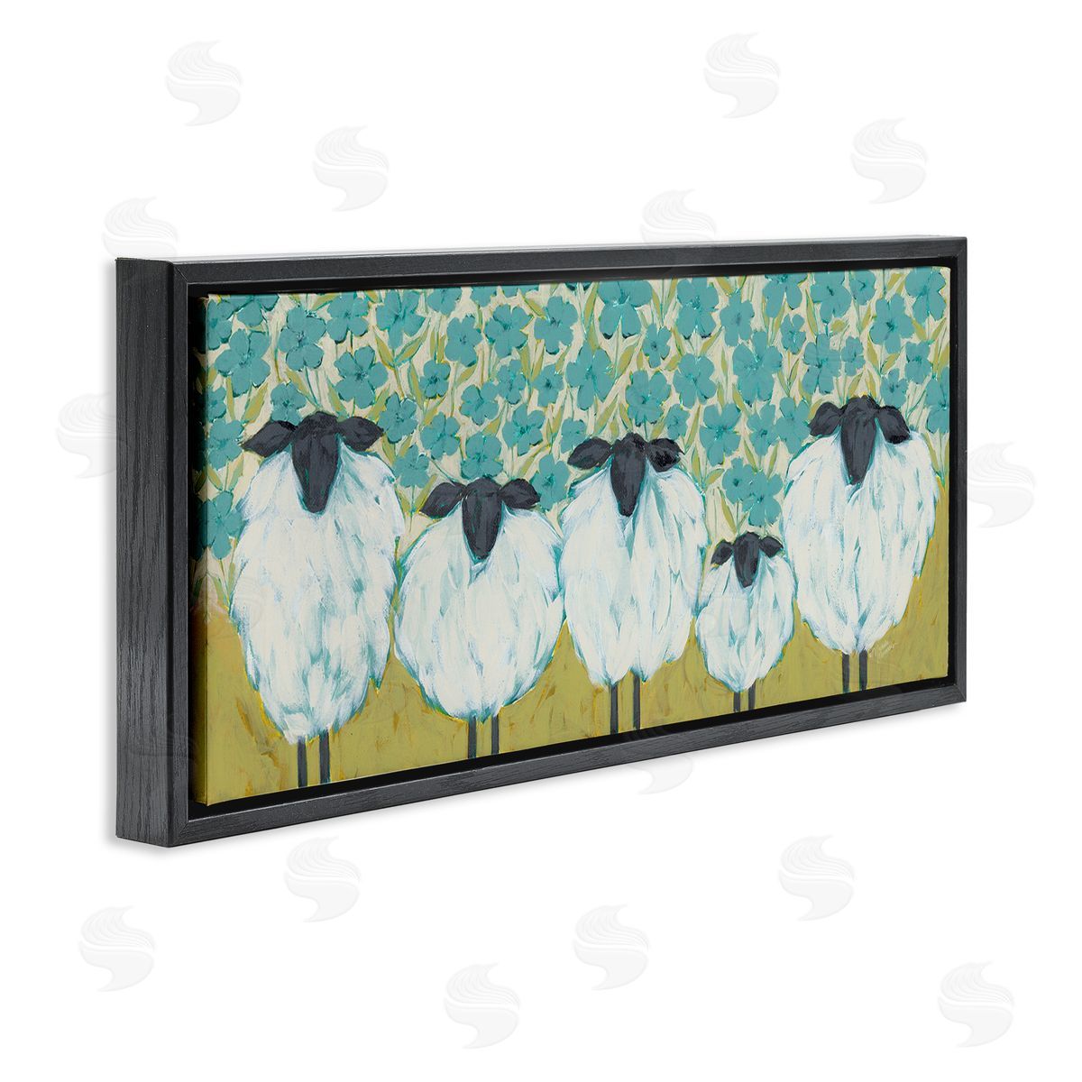 Michele Norman Sheep Family Blue Daisy Pattern