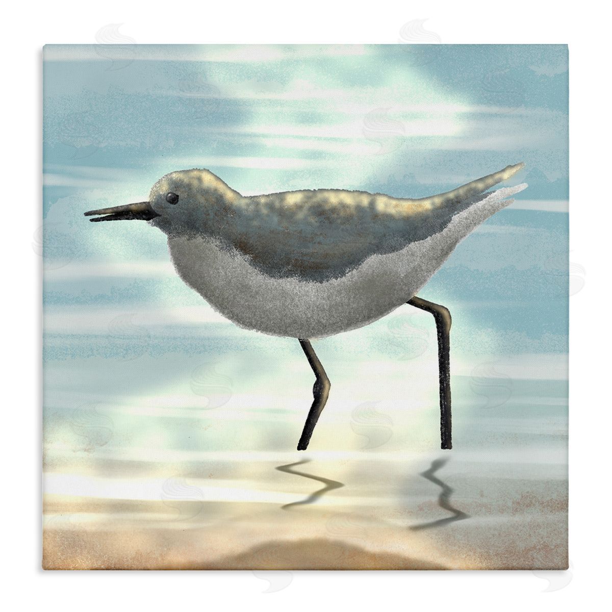Marcus Prime Sandpiper Standing Coastal Ocean Tide Stretched Canvas Wall Art Print