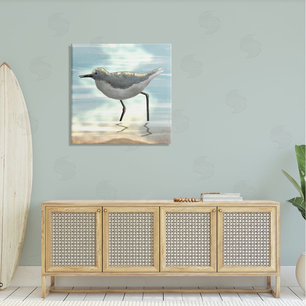 Marcus Prime Sandpiper Standing Coastal Ocean Tide Canvas Wall Art in Room