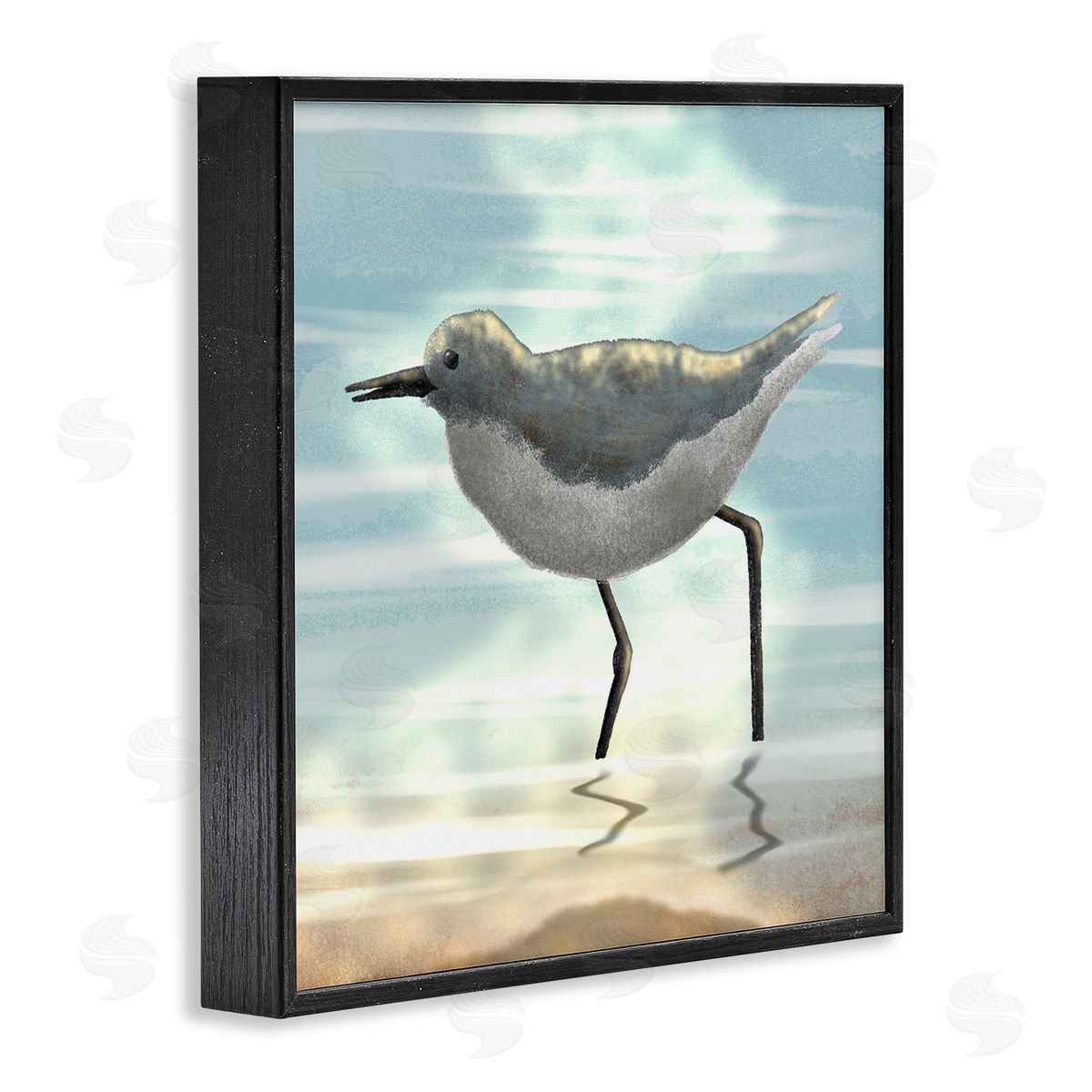 Marcus Prime Sandpiper Standing Coastal Ocean Tide Black Framed Glicee Wall Art Print