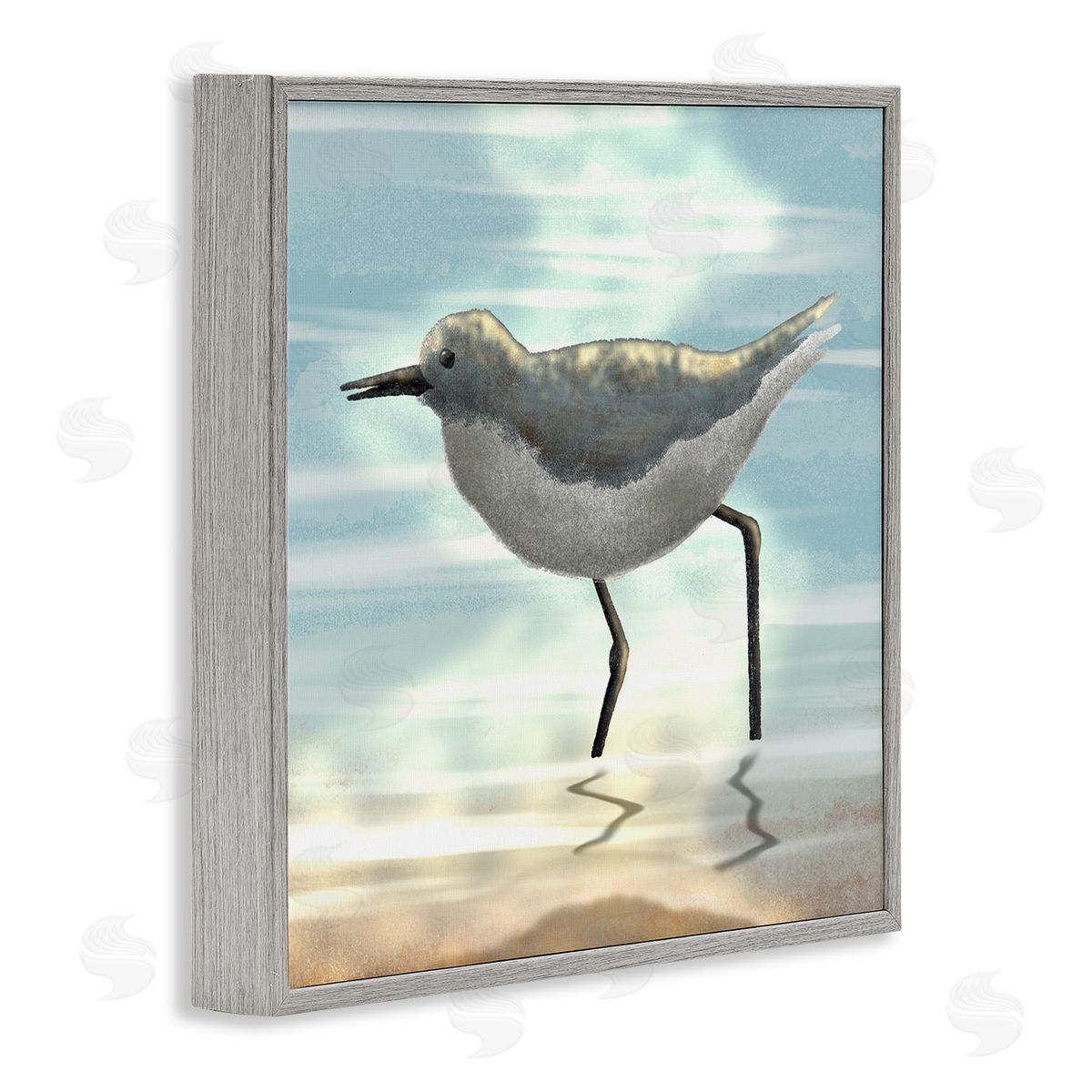 Marcus Prime Sandpiper Standing Coastal Ocean Tide Gray Framed Glicee Wall Art Print