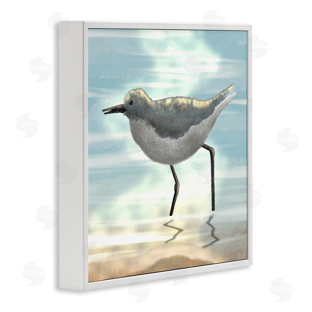 Marcus Prime Sandpiper Standing Coastal Ocean Tide White Framed Glicee Wall Art Print