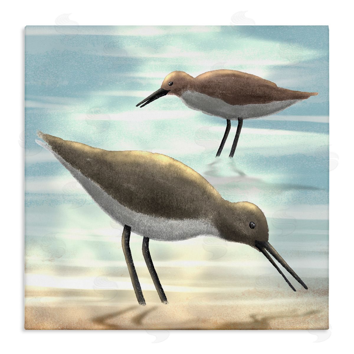 Marcus Prime Sandpipers Grazing Coastal Ocean Shore Stretched Canvas Wall Art Print