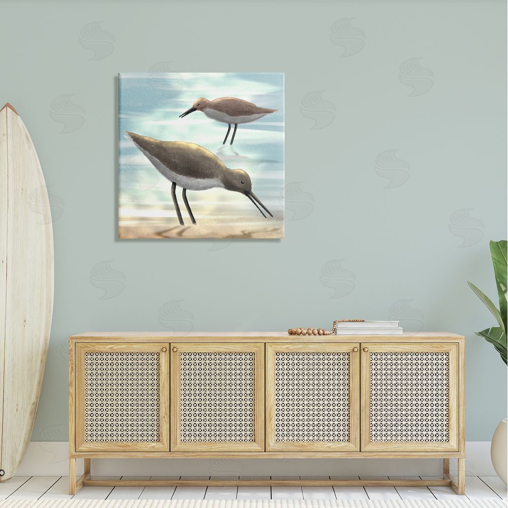 Marcus Prime Sandpipers Grazing Coastal Ocean Shore Canvas Wall Art in Room