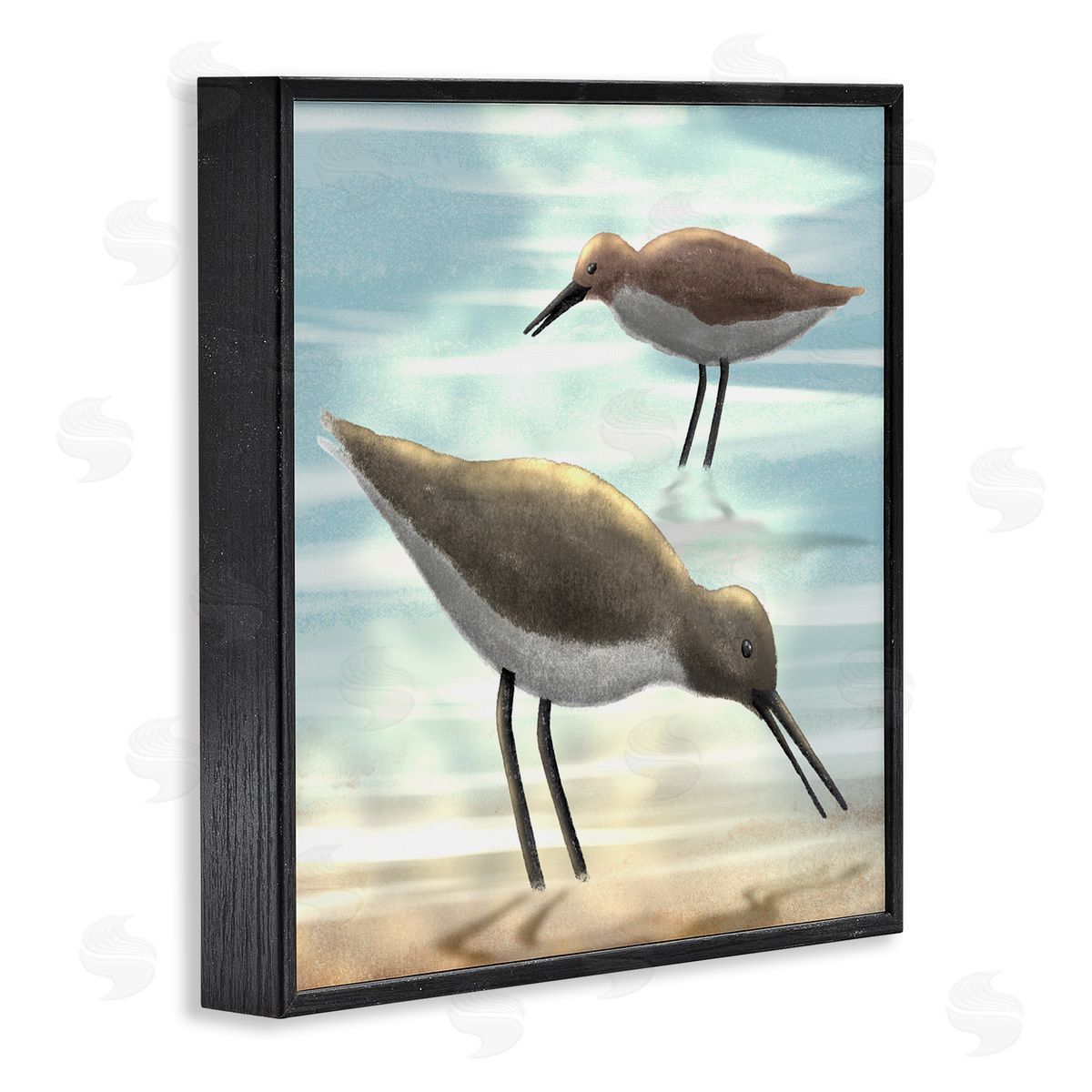 Marcus Prime Sandpipers Grazing Coastal Ocean Shore Black Framed Glicee Wall Art Print