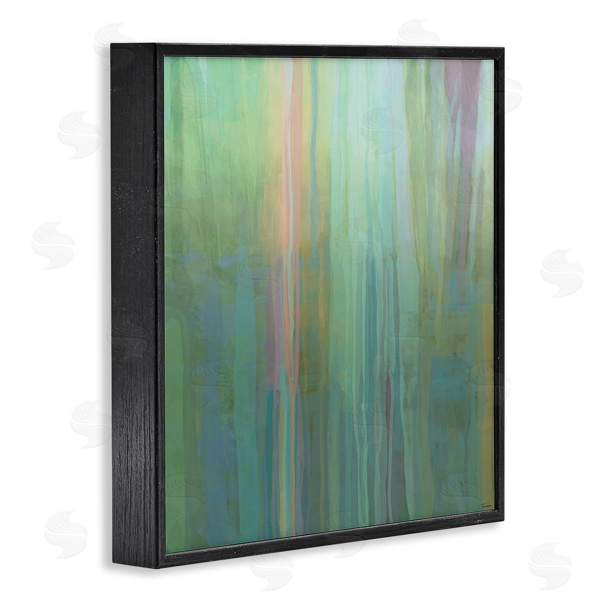 Michael Tienhaara Green Streaked Modern Brushed Lines Black Framed Glicee Wall Art Print