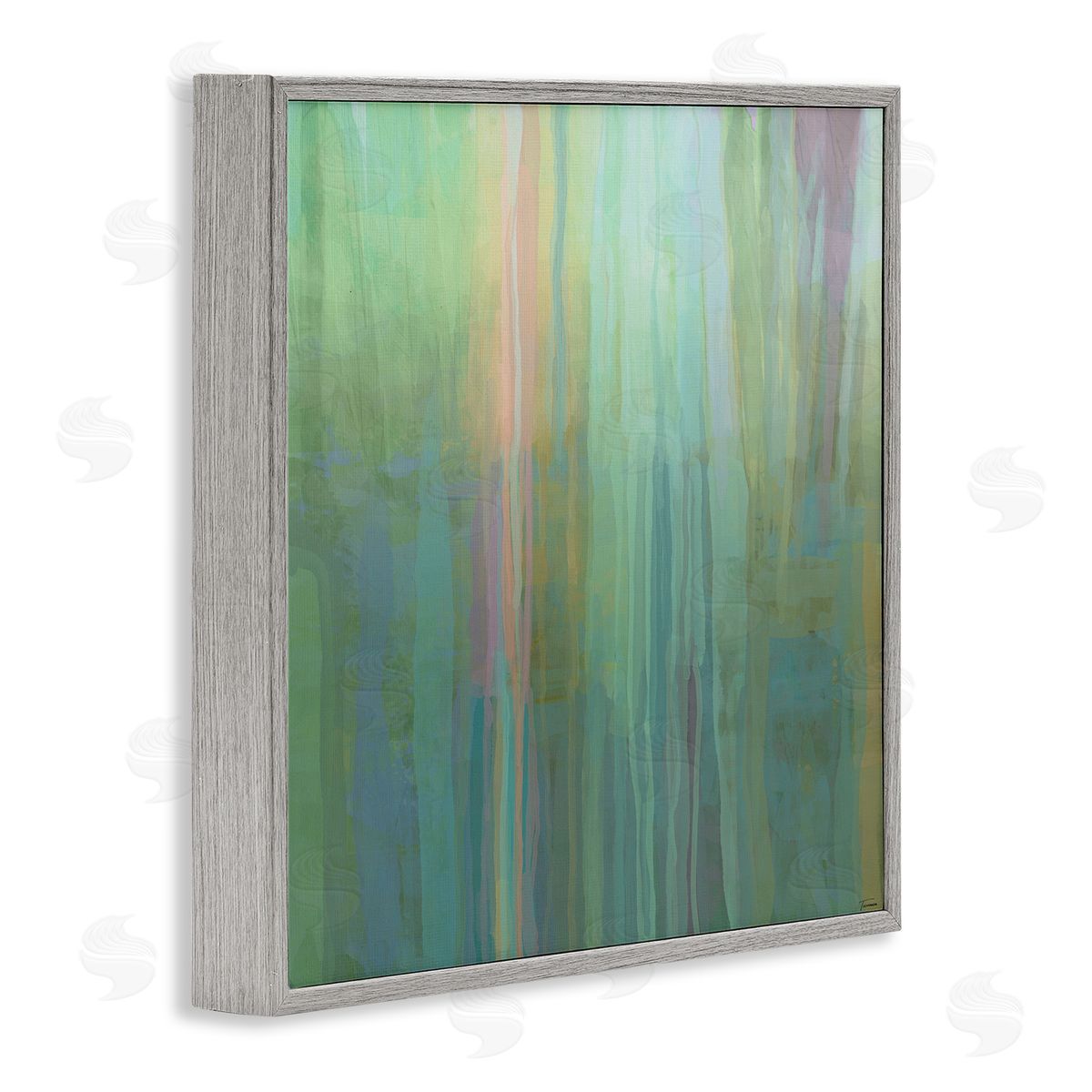 Michael Tienhaara Green Streaked Modern Brushed Lines Gray Framed Glicee Wall Art Print