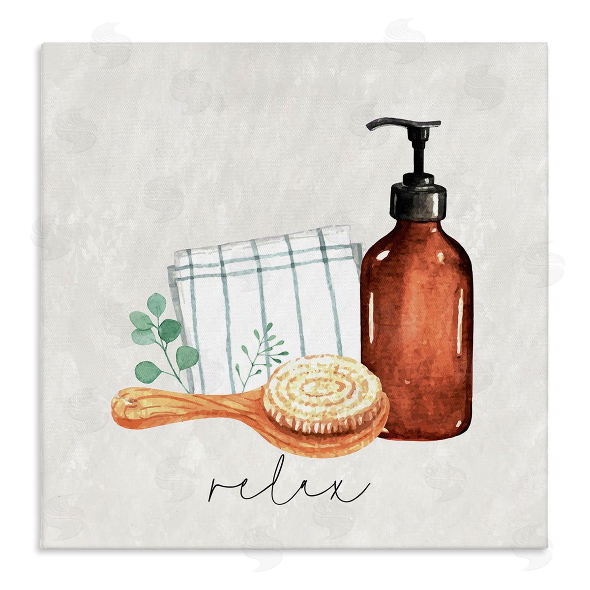 Nicole DeCamp Spa Bath Relax Calligraphy Stretched Canvas Wall Art Print