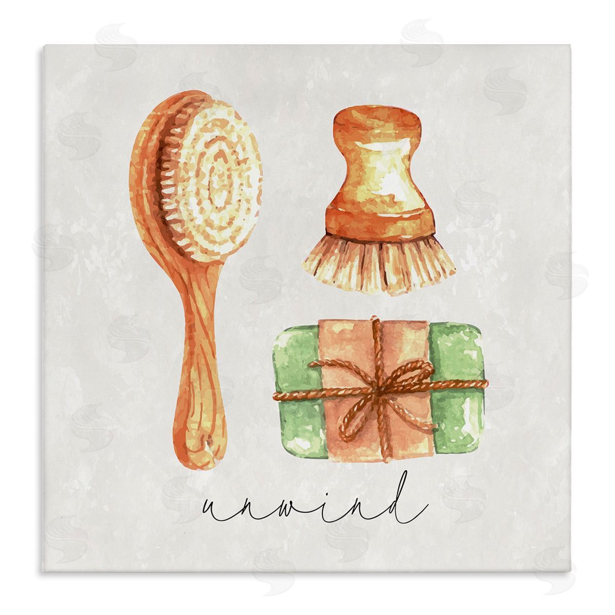 Nicole DeCamp Unwind Phrase Bath Spa  Stretched Canvas Wall Art Print