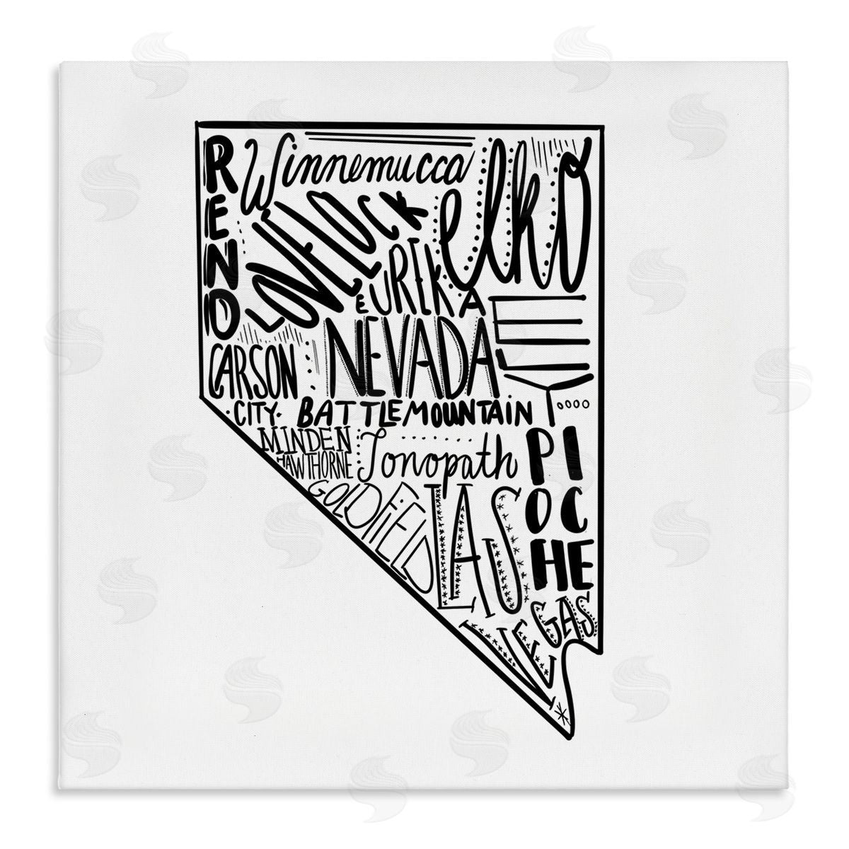 The Saturday Evening Post Nevada Cities Typography Stretched Canvas Wall Art Print