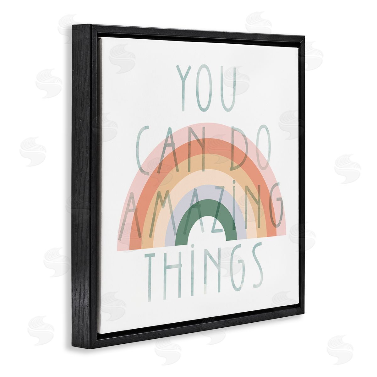 Stupell Studio Motivational Pastel Rainbow Black Floating Frame Canvas Wall Art Print