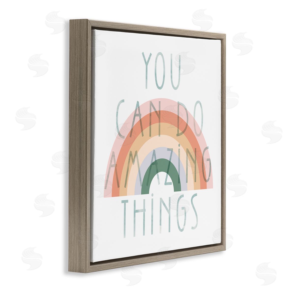 Stupell Studio Motivational Pastel Rainbow Brown Floating Frame Canvas Wall Art Print