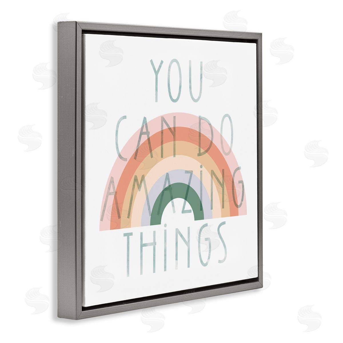 Stupell Studio Motivational Pastel Rainbow Gray Floating Frame Canvas Wall Art Print