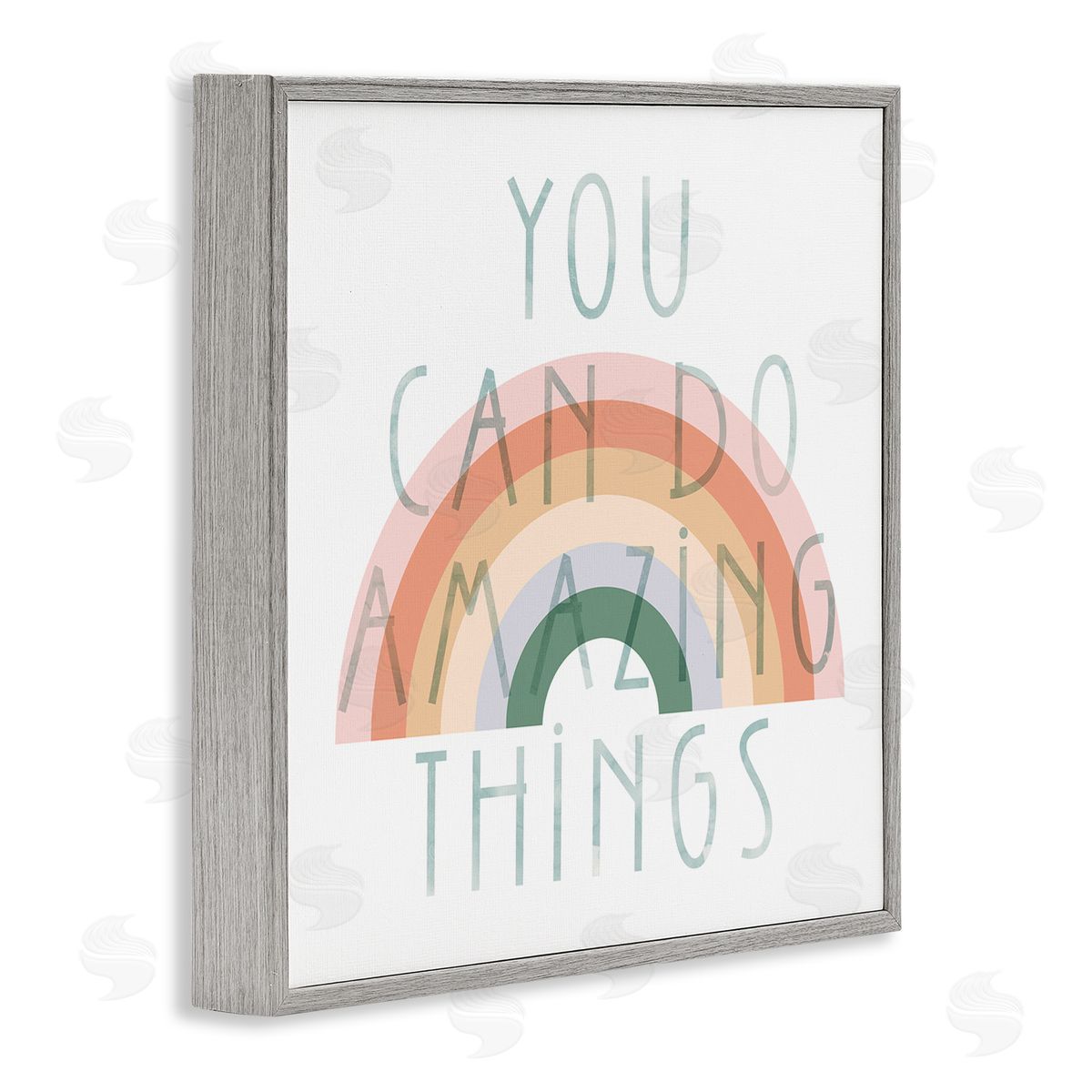 Stupell Studio Motivational Pastel Rainbow Gray Framed Glicee Wall Art Print