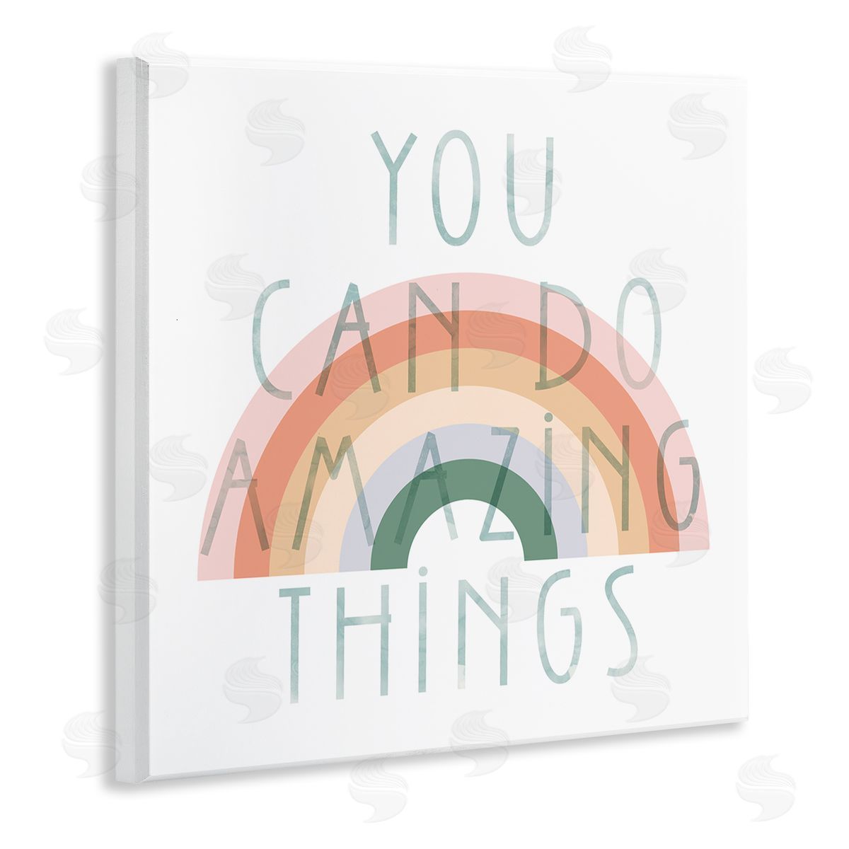 Stupell Studio Motivational Pastel Rainbow Wooden Wall Plaque Art Print