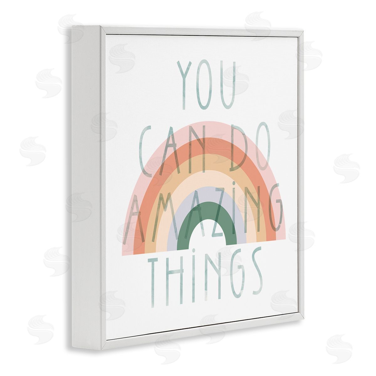 Stupell Studio Motivational Pastel Rainbow White Framed Glicee Wall Art Print