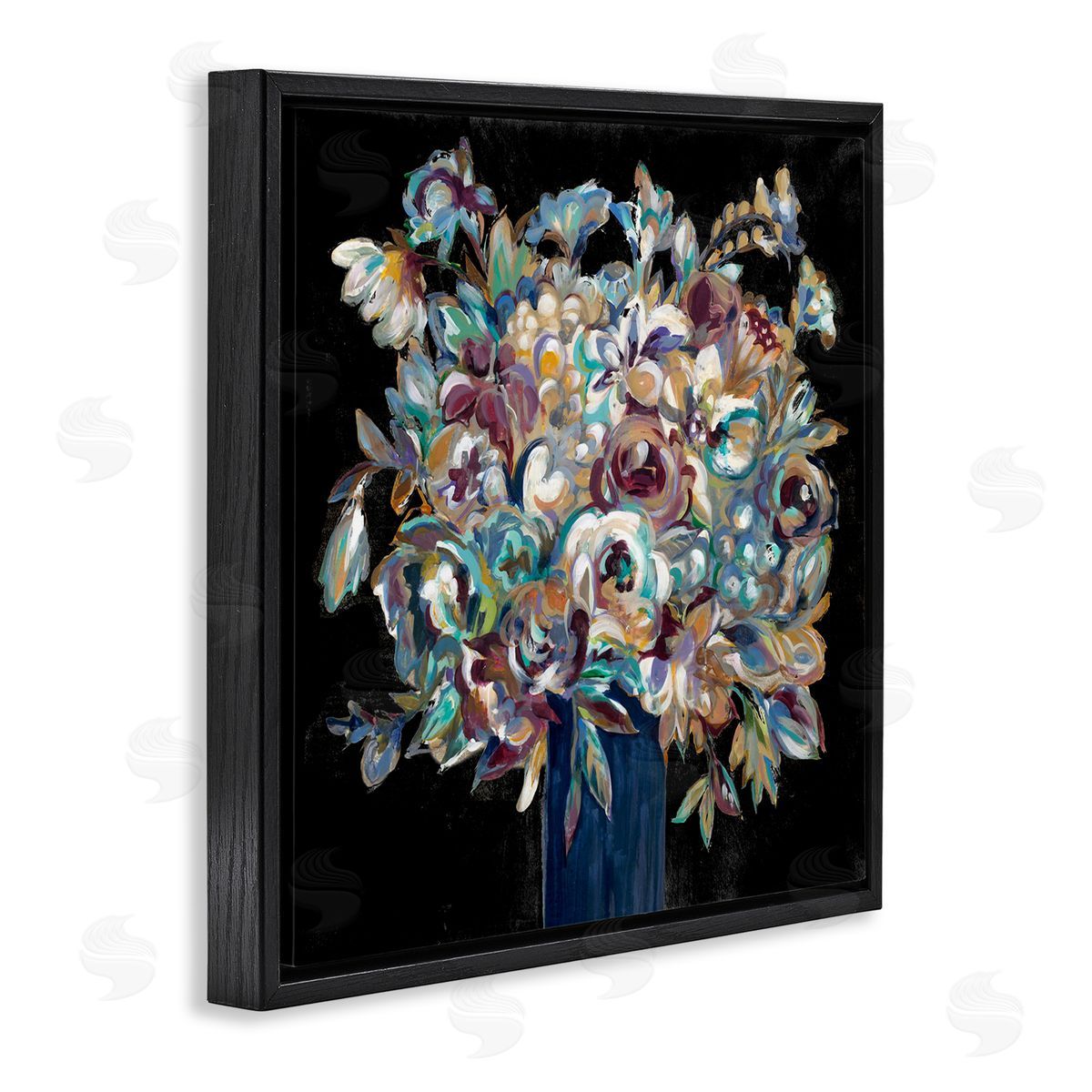 Liz Jardine Modern Flower Bouquet Painting Black Floating Frame Canvas Wall Art Print
