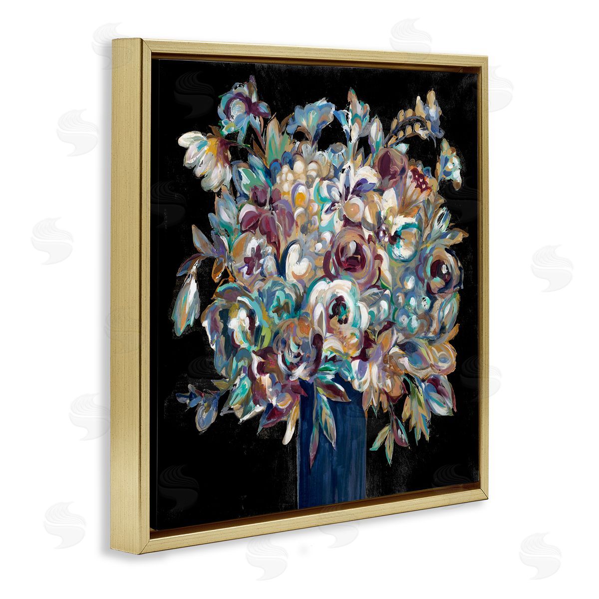 Liz Jardine Modern Flower Bouquet Painting Gold Floating Frame Canvas Wall Art Print