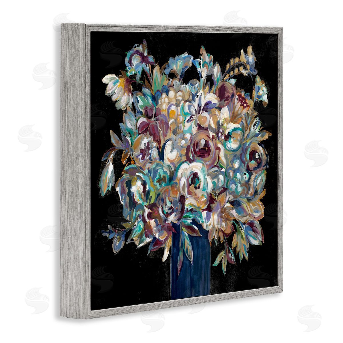 Liz Jardine Modern Flower Bouquet Painting Gray Framed Glicee Wall Art Print