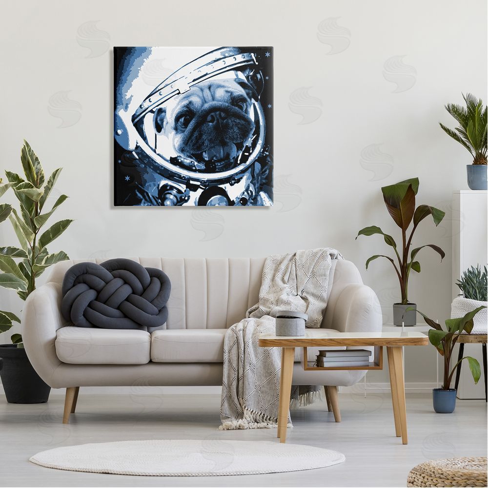 Stupell Studio Pug Space Astronaut Helmet  Canvas Wall Art in Room