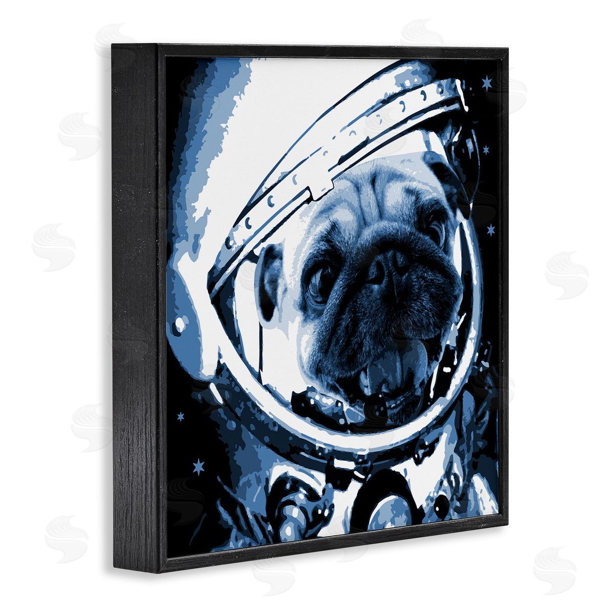 Stupell Studio Pug Space Astronaut Helmet  Black Framed Glicee Wall Art Print