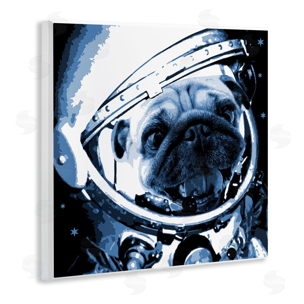 Stupell Studio Pug Space Astronaut Helmet  Wooden Wall Plaque Art Print