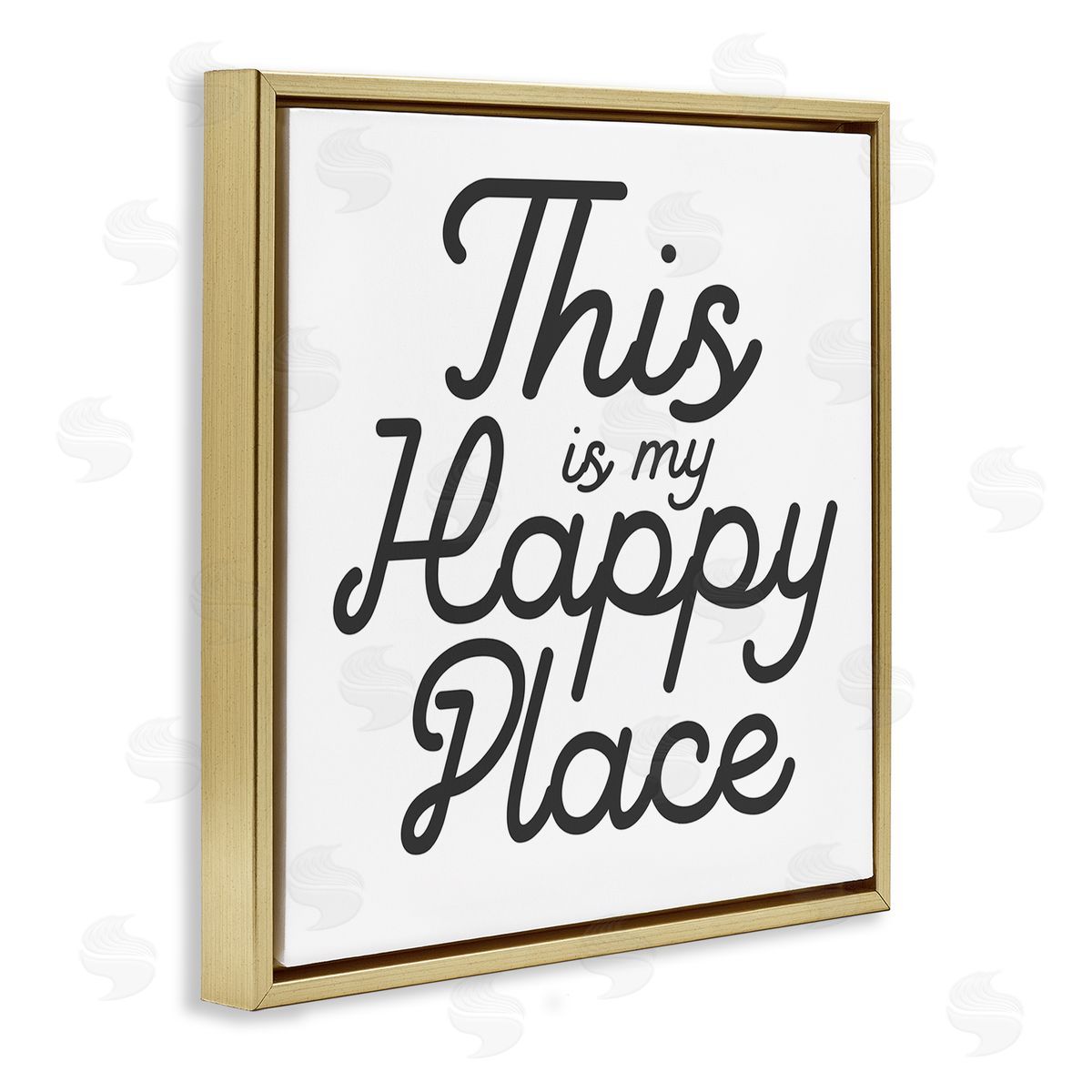 Stupell Studio Happy Place Typography  Gold Floating Frame Canvas Wall Art Print