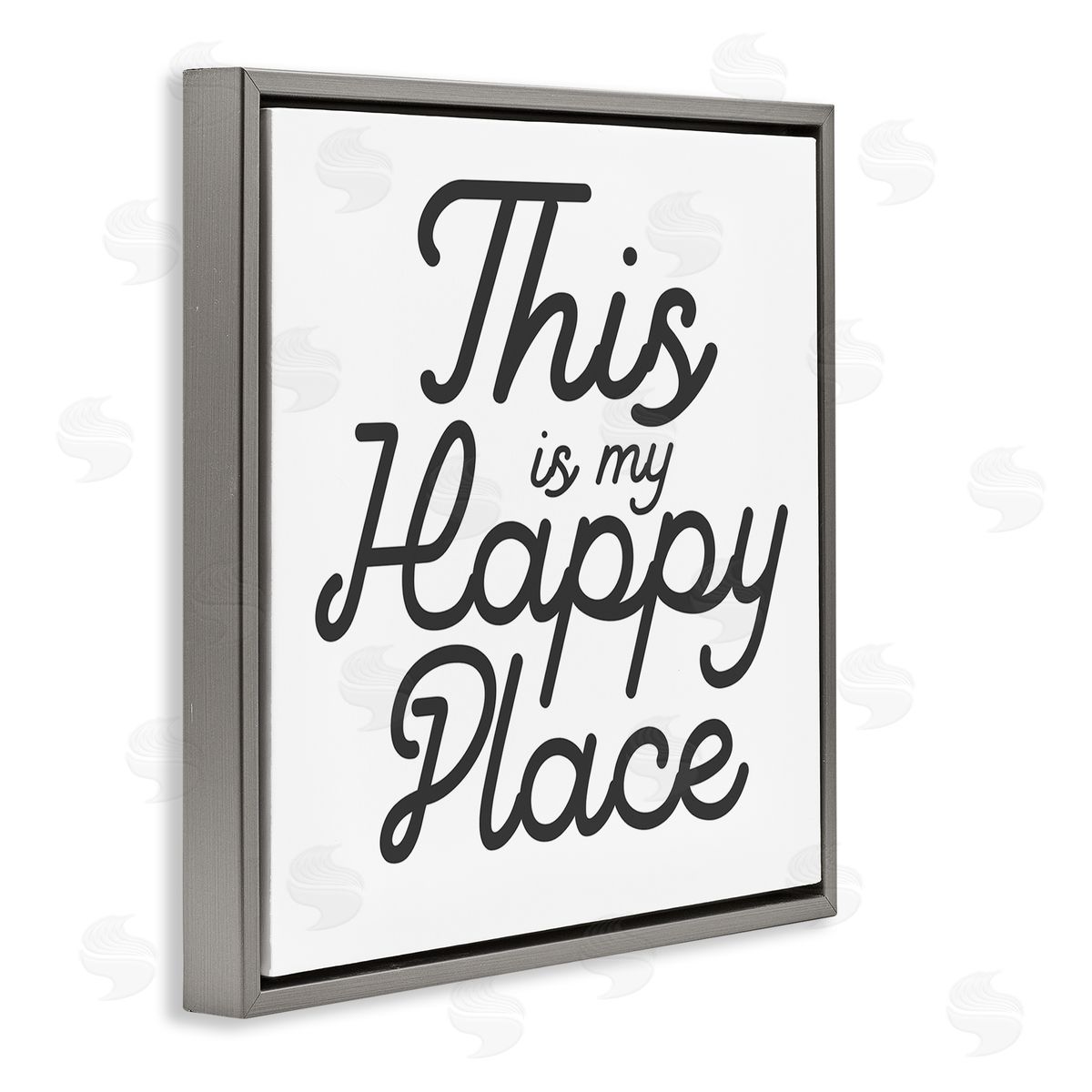 Stupell Studio Happy Place Typography  Gray Floating Frame Canvas Wall Art Print