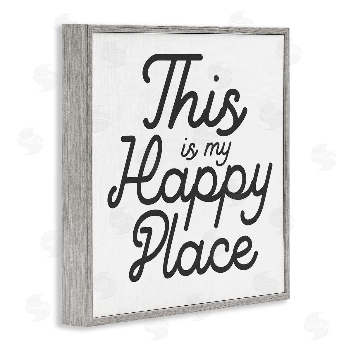 Stupell Studio Happy Place Typography  Gray Framed Glicee Wall Art Print