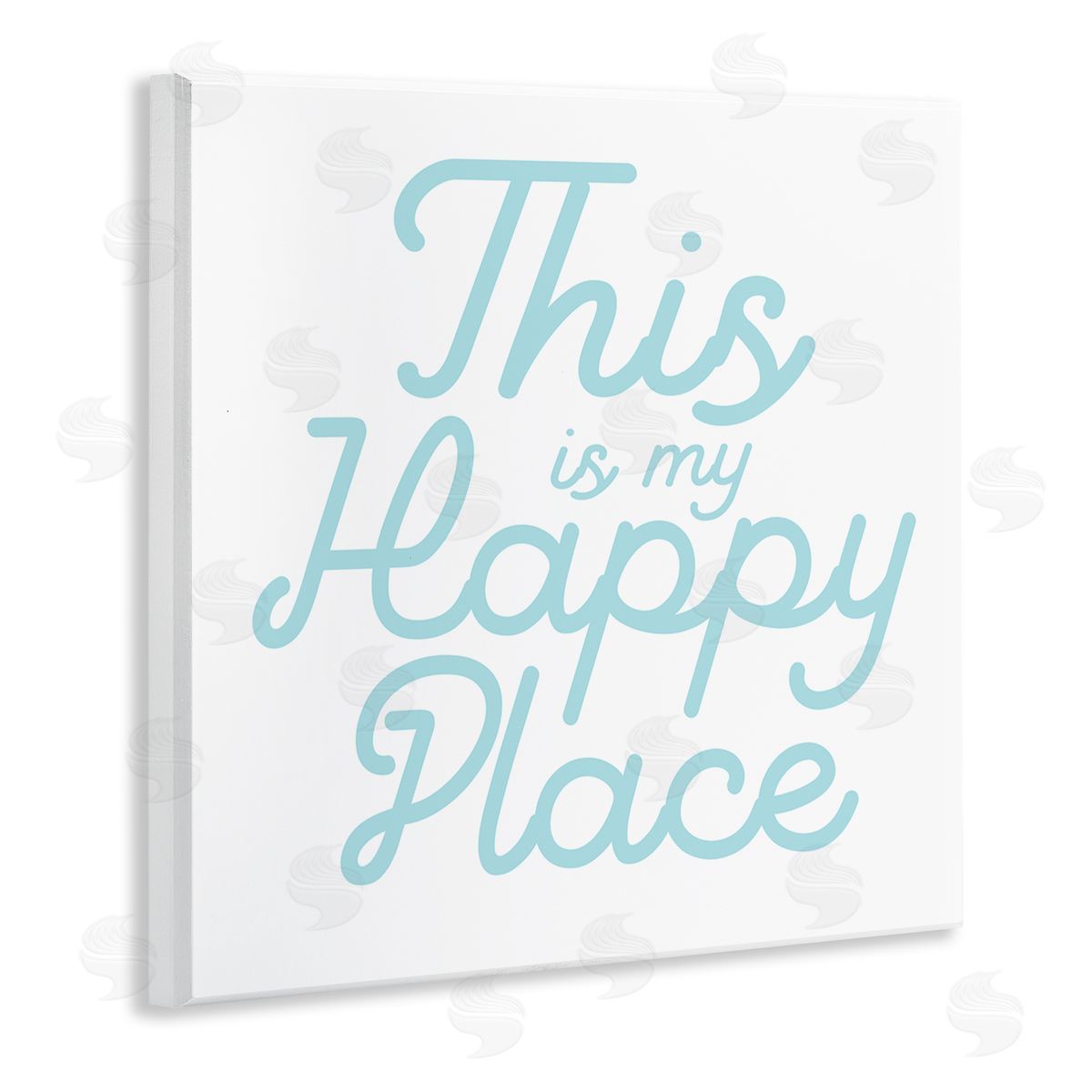 Stupell Studio Blue Happy Place Phrase Wooden Wall Plaque Art Print