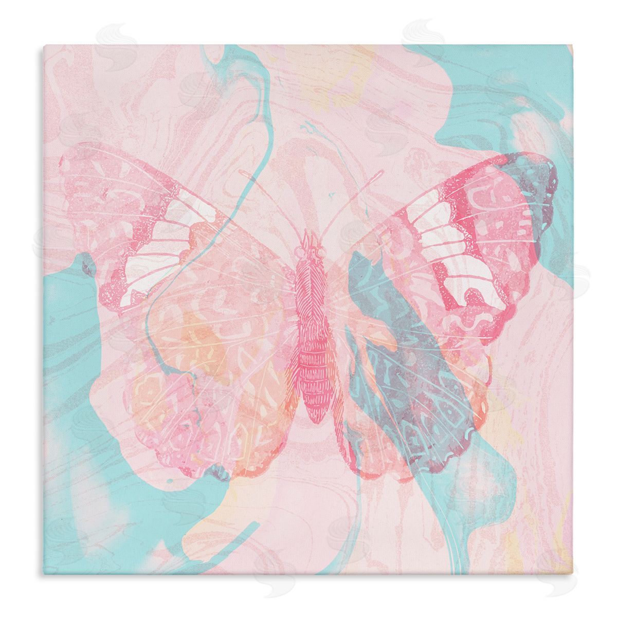 Stupell Studio Marbled Pastel Butterfly Stretched Canvas Wall Art Print