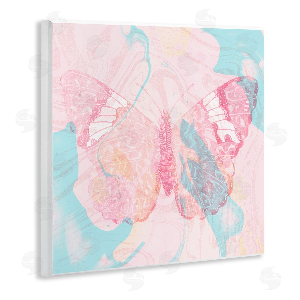 Stupell Studio Marbled Pastel Butterfly Wooden Wall Plaque Art Print