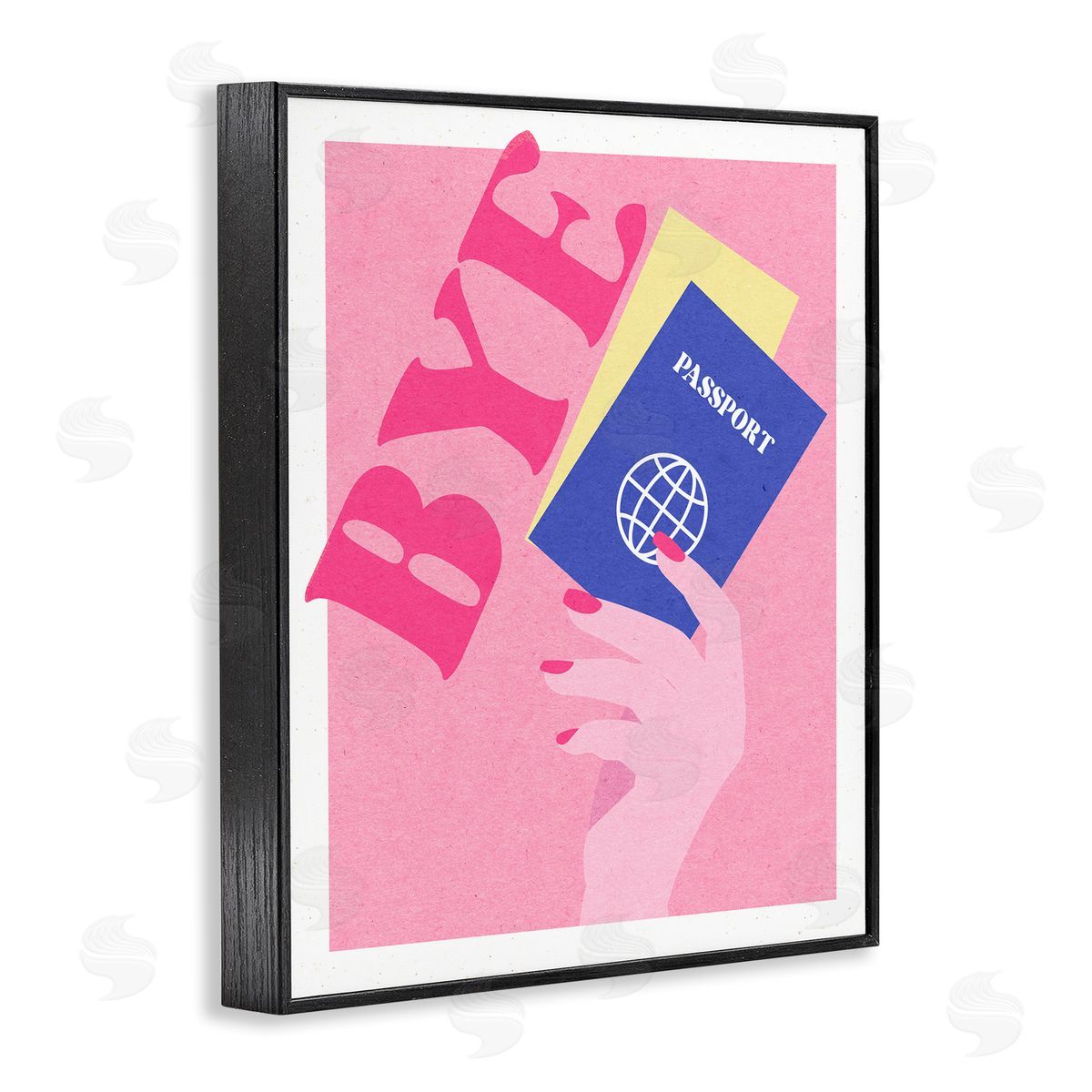 Bye Holding Travel Passport Black Frame Print Wall Art, Home Decor by Stupell Studio