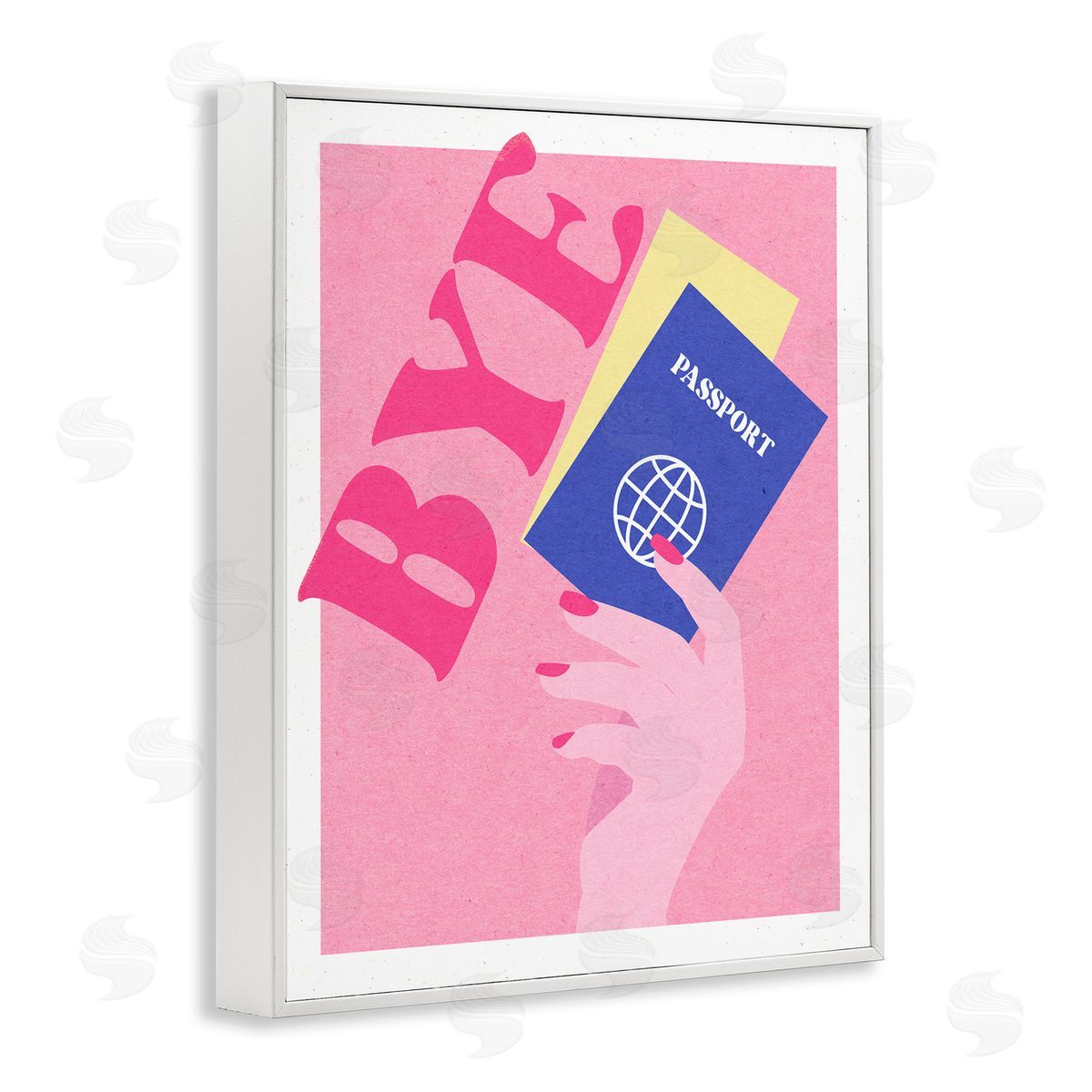 Bye Holding Travel Passport White Frame Print Wall Art, Home Decor by Stupell Studio