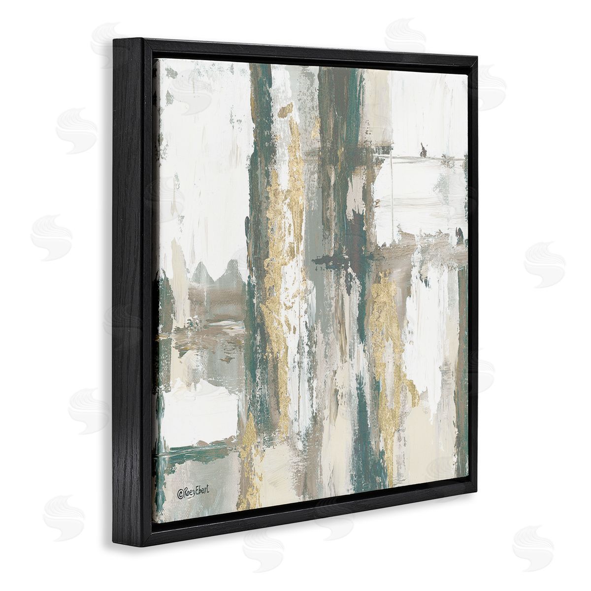 Roy Ebert Layered Abstract Collage Black Floating Frame Canvas Wall Art Print