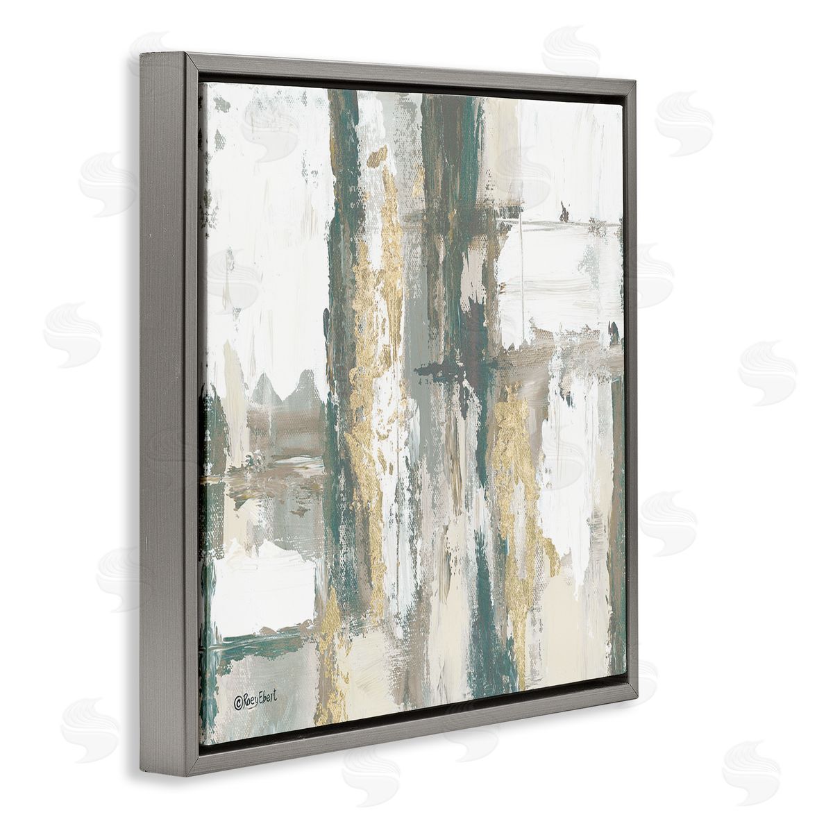 Roy Ebert Layered Abstract Collage Gray Floating Frame Canvas Wall Art Print